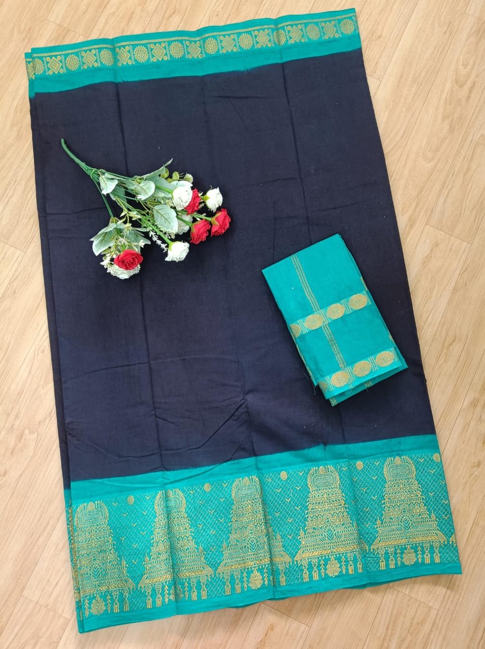 Navy Blue Premium Cotton Saree